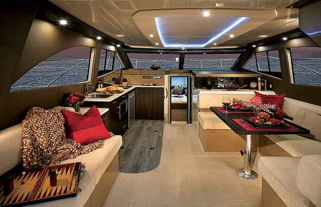 Close up of the interior of a  boat Carver C40