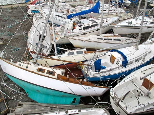 Hauled Boats Piled Up