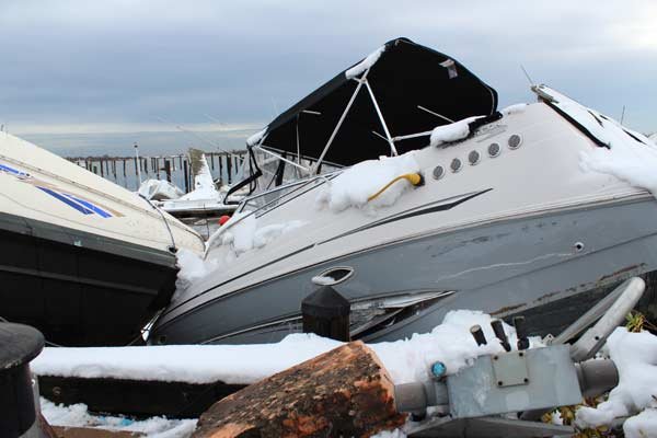 Damage at Mansion Marina, Great Kills Harbor, Staten Island, New York