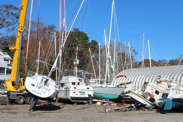 Damage at Nelson Marine Basin, Island Heights, New Jersey