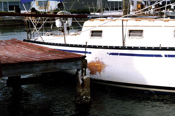 Boat with Dockline Damage