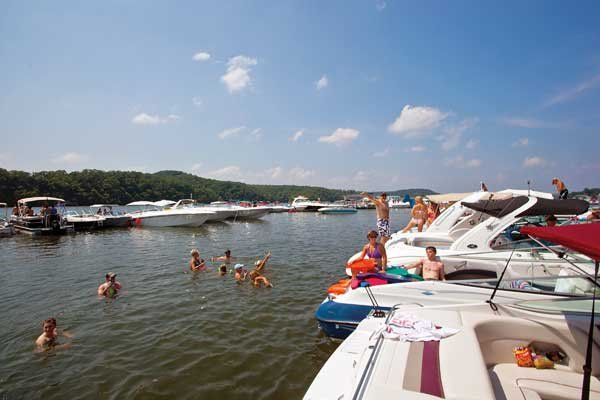 The crowd beats the heat trackside, at a raft-up that stretched for miles. (Photo: Todd Taylor)