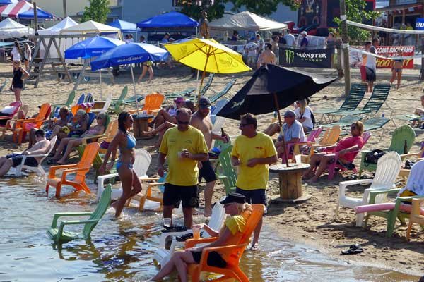 The beach in front of Captain Ron's Bar and Grill on Buccaneer Bay.