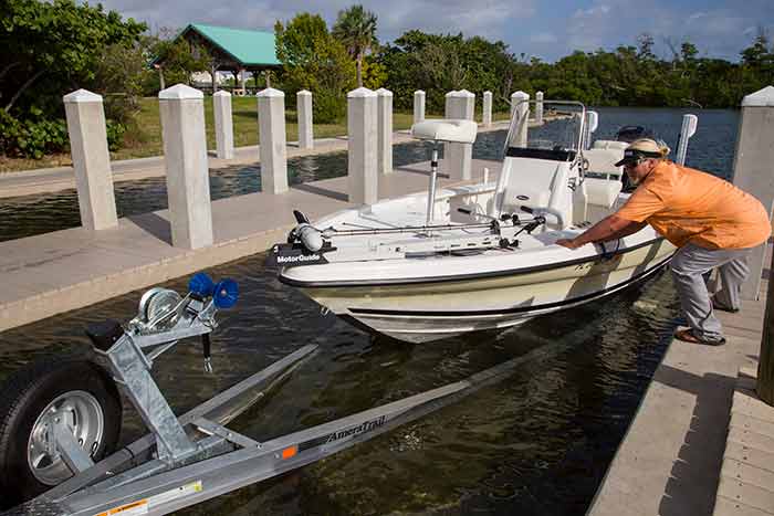 Drag or float boat up to trailer
