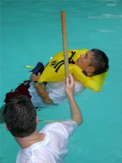 Foundation Staff Testing Life Jacket Free Board