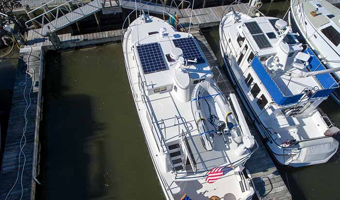 Solar panels on large powerboats