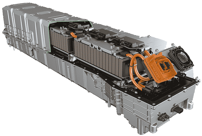 A silver and orange boat part