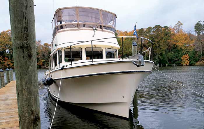 2006 Camano 41 trawler at the dock