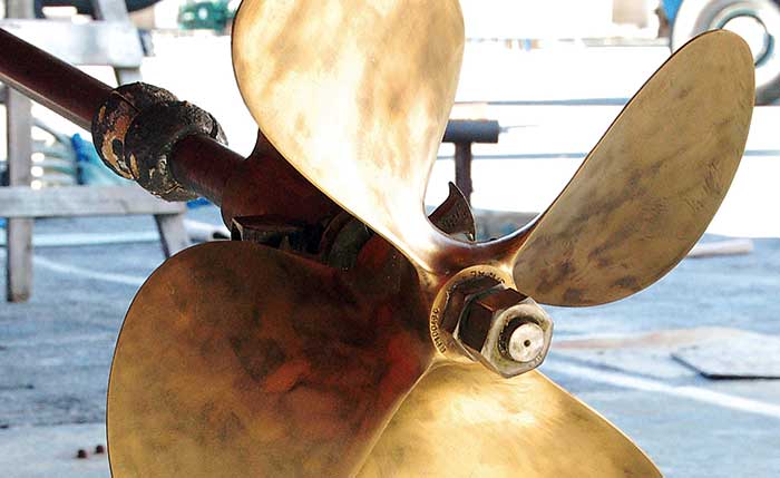 Clean and shiny boat propeller