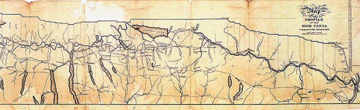 Vintage style map of the Erie Canal