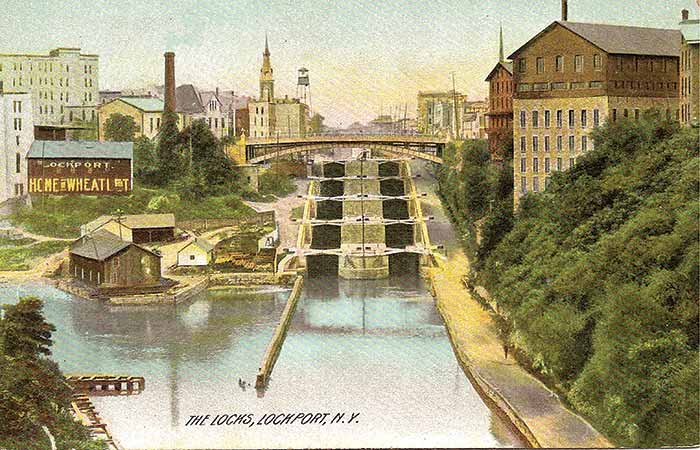 Postcard of The locks at Lockport, New York, shown in a 1905