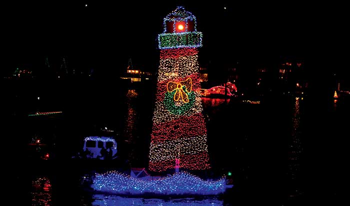 Lighthouse light display on the Sally