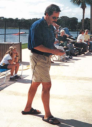 Rich Morris walking on pier