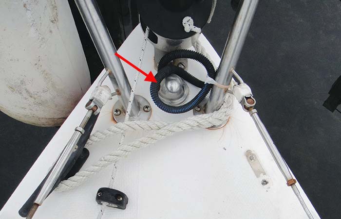 Sidelight obscured by rolled furling