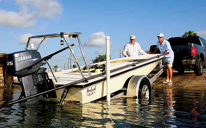 Launching boat from ramp