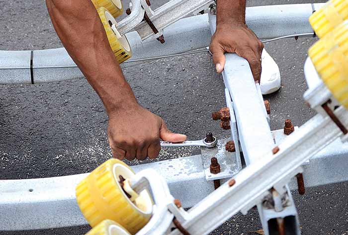 Working on the trailer