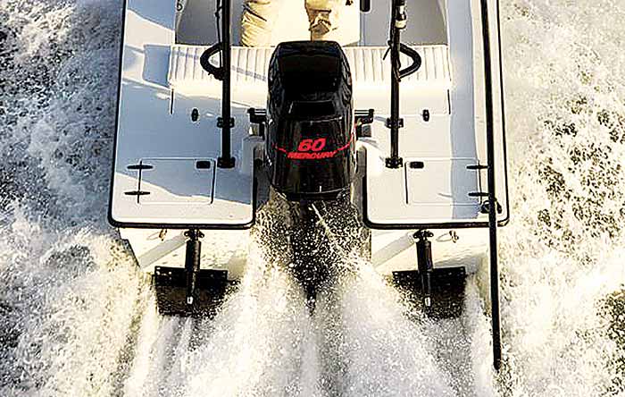 Trim tabs on powerboat