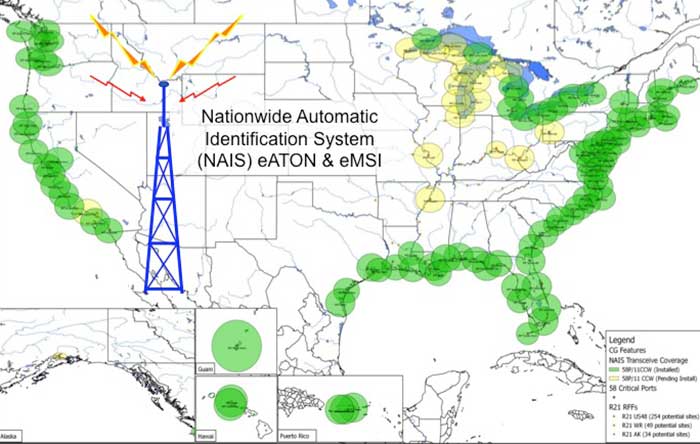 AIS coastal broadcast coverage map