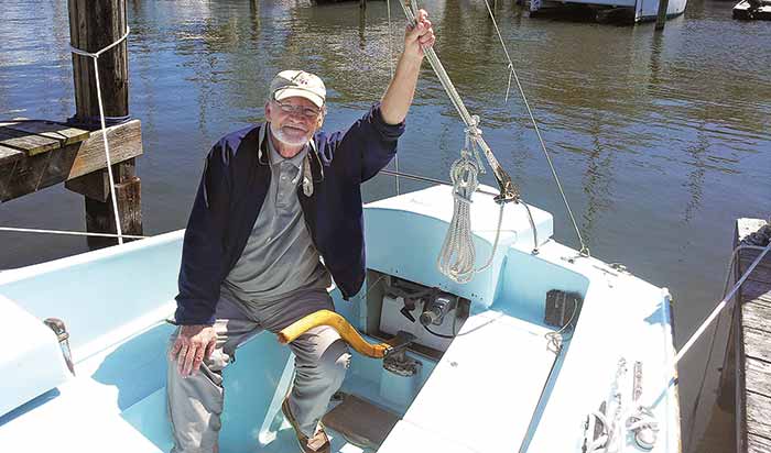 Mark Vance aboard his small boat