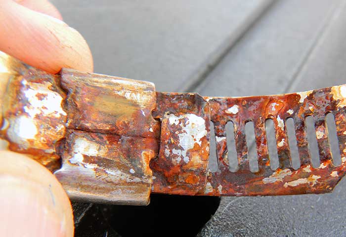 Corroded hose clamp