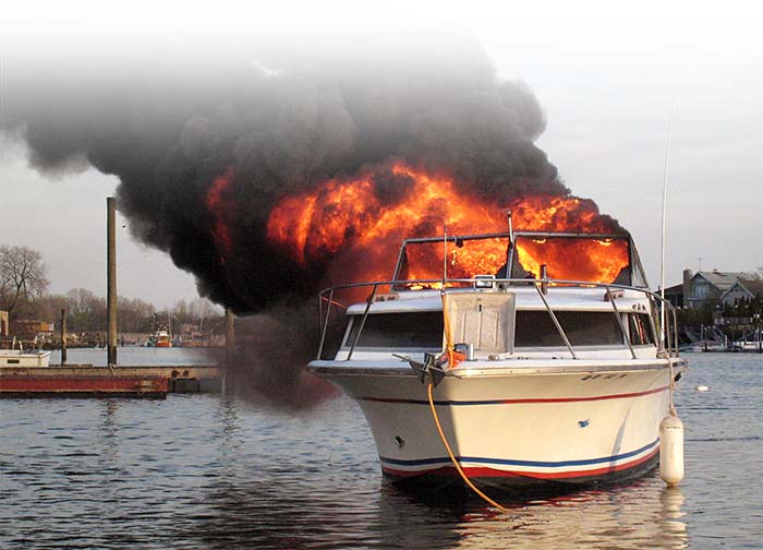 Boat on fire