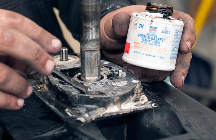 Smearing on gasket cement