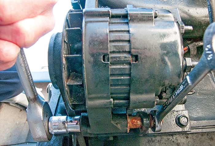 Alternator belt tightening step 2