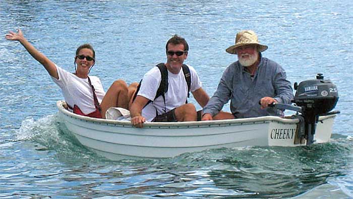 Going ashore in a dinghy