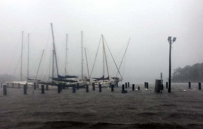 Within seven hours of Hurricane Florence hitting the Carolinas, the water was 4 feet over these docks
