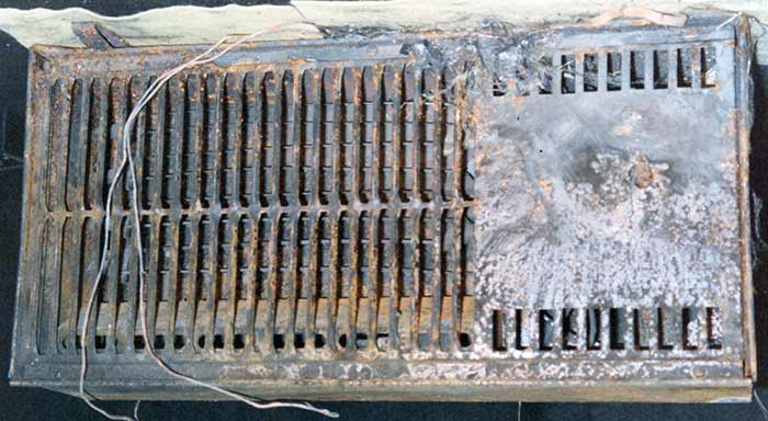 Heater fire damage