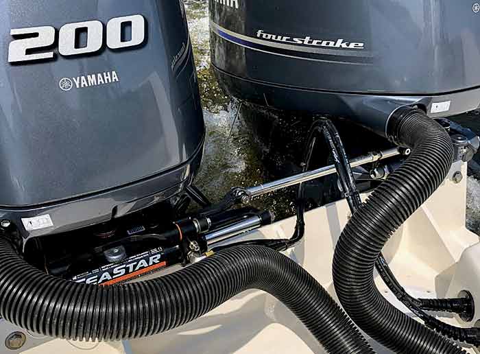 SeaStar steering system on twin outboard engines