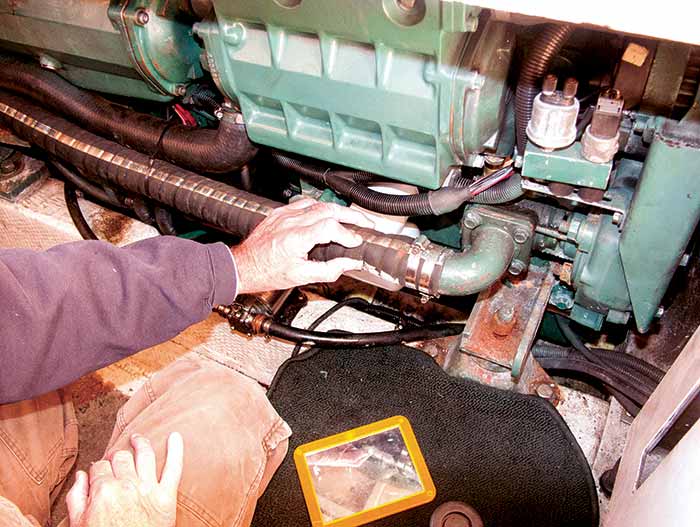 Inspecting boat engine