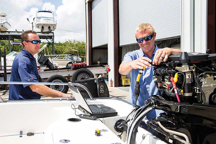 Working on boat engine