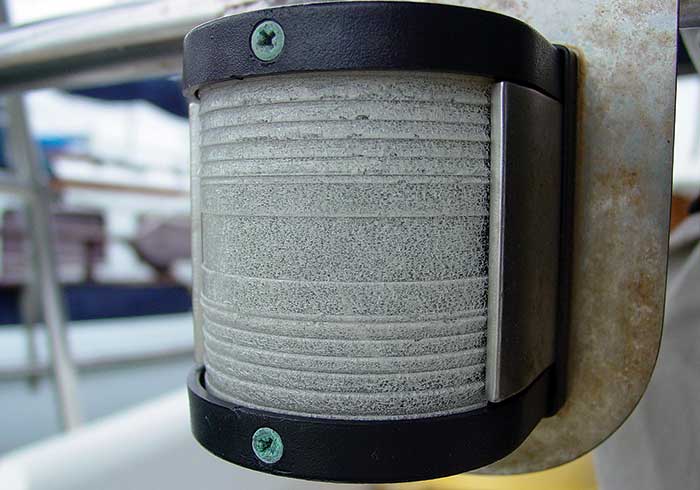 Old and UV-damaged stern light