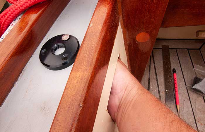 The pedestal is being bolted into position