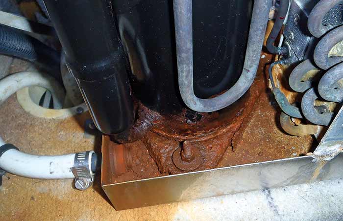 Air conditioner condensation tray corrosion