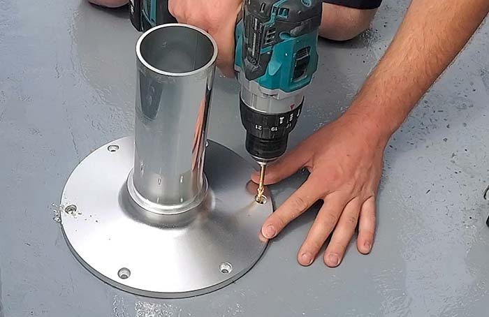 Step 3: Drill hole on other side of pedestal base