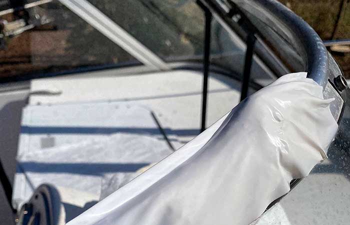 Boat cover corners and edges padded out