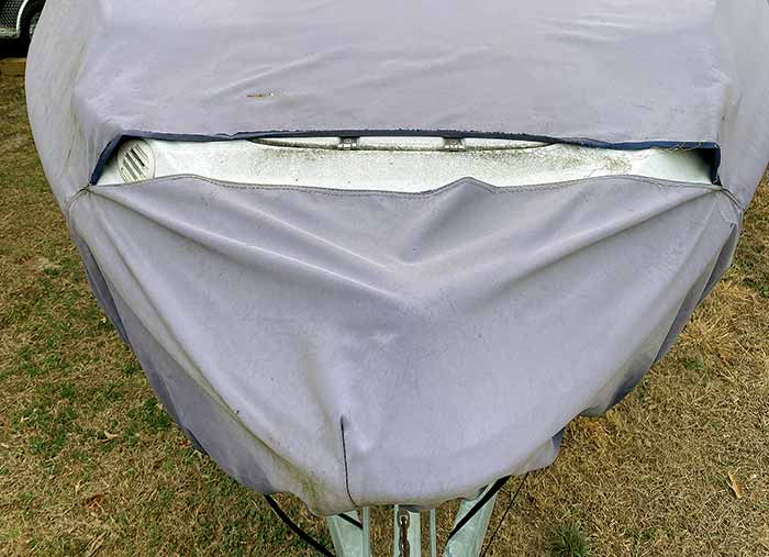 Old boat cover ready to be replaced