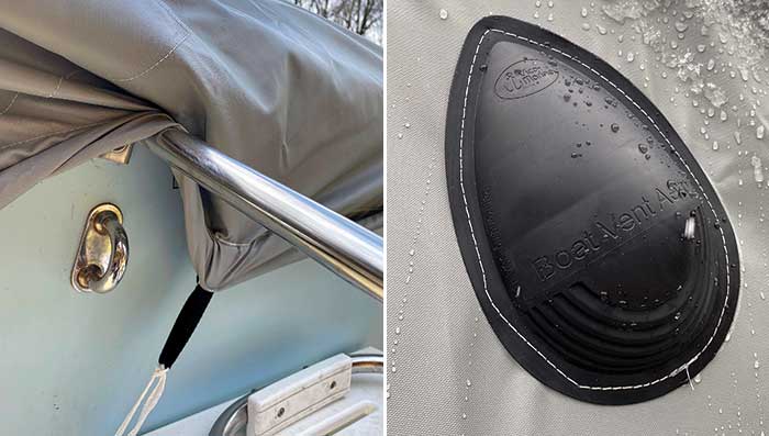Reinforeced tie down and boat cover vent