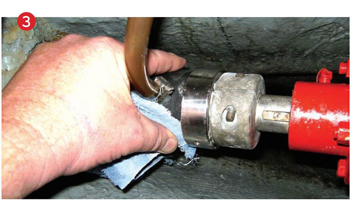 Dripless shaft seal being repaired