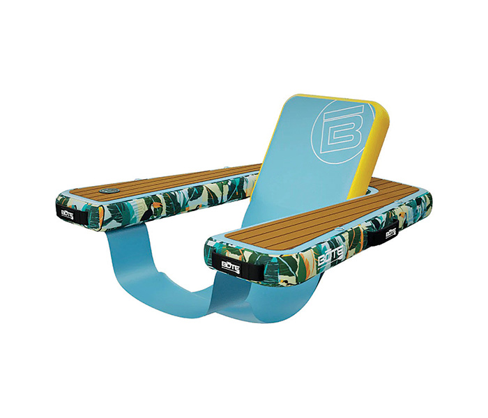 Blue and yellow inflatable Adirondack hangout chair