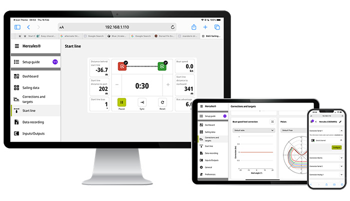 Desktop, tablet and mobile displays of the Hercules B&G Processor