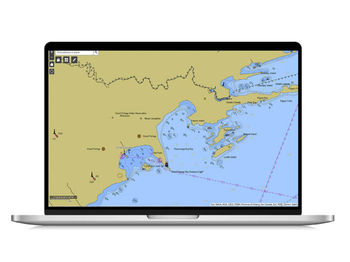 Visual displaying a chart on a computer showing what lies beneath water.