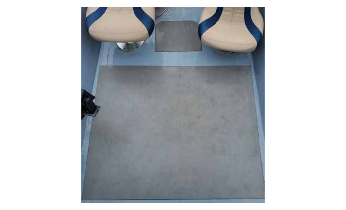 Ariel photo of a gray closed-cell foam floor on a boat.