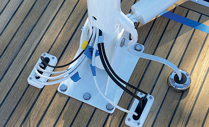 Mast and boom with new electronics, a new radar, communications equipment, and wiring, plus a major refinishing.