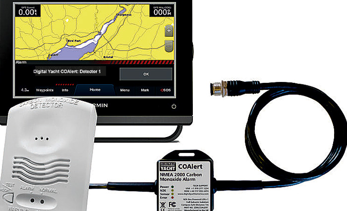The new CO detector, CO Alert ($349) from Digital Yacht that can be plugged into a boat’s network for extra monitoring capabilities