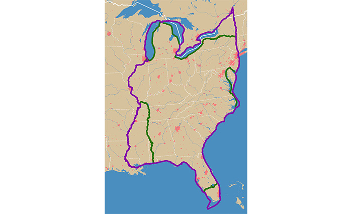 An infographic displaying route options of America’s Great Loop