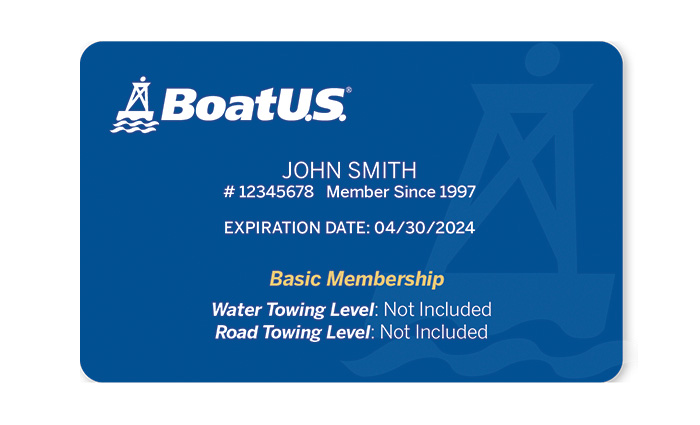 Blue BoatU.S. basic membership card with white and yellow lettering.