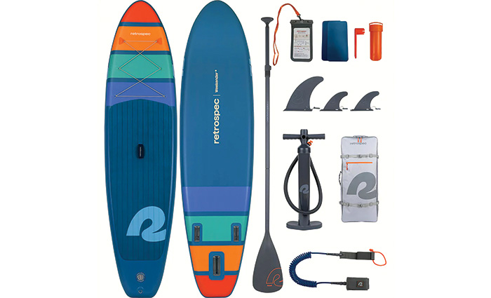 Blue, red, orange and green SUP set